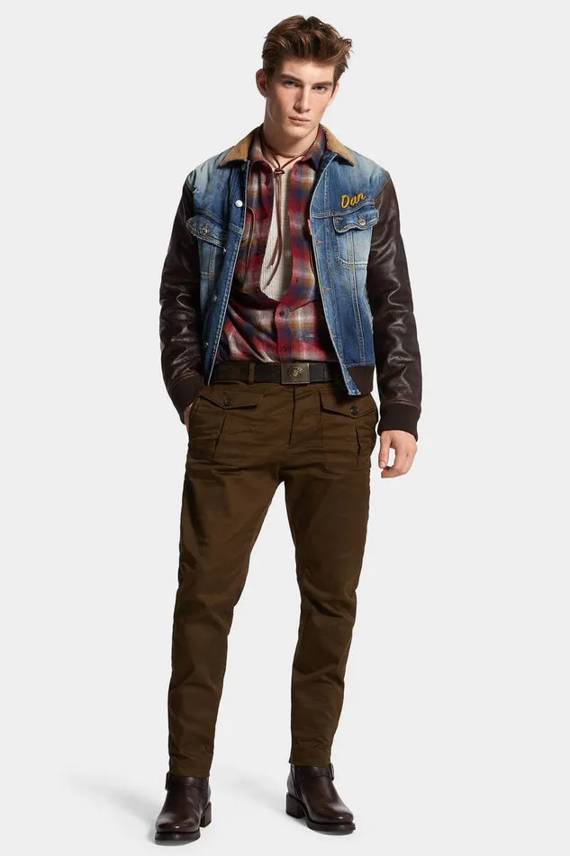 Dsquared2 Coats and Outerwear Medium Rusty Nail Wash LA College Jean Jacket Navy 8211 Men