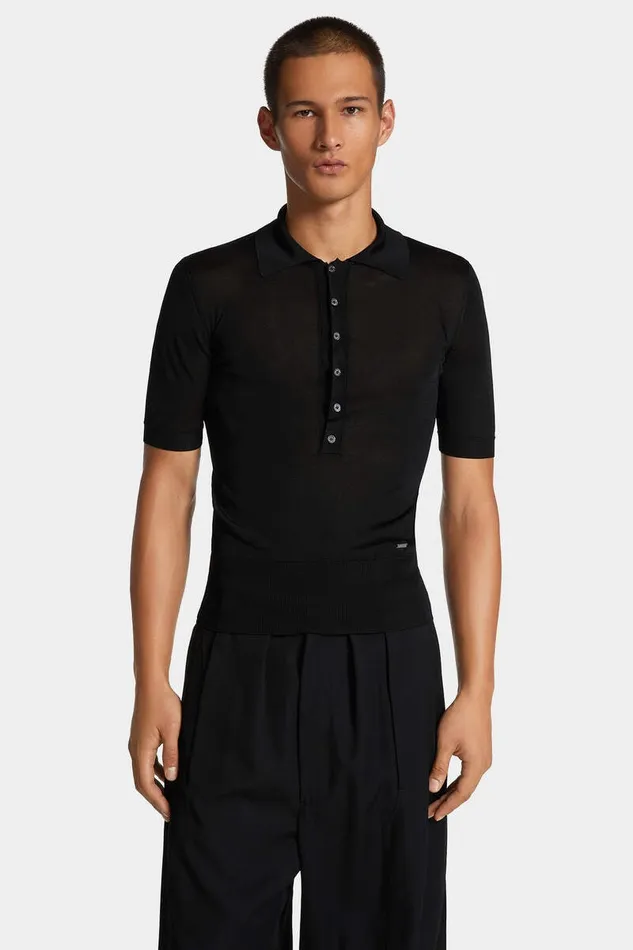 Dsquared2 Knitwear Tight Knit Polo Black 8211 Men