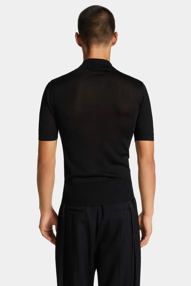 Dsquared2 Knitwear Tight Knit Polo Black 8211 Men