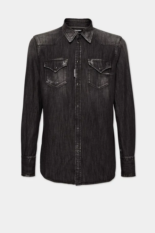 Dsquared2 Shirts Black Wash Classic Western Shirt 8211 Men