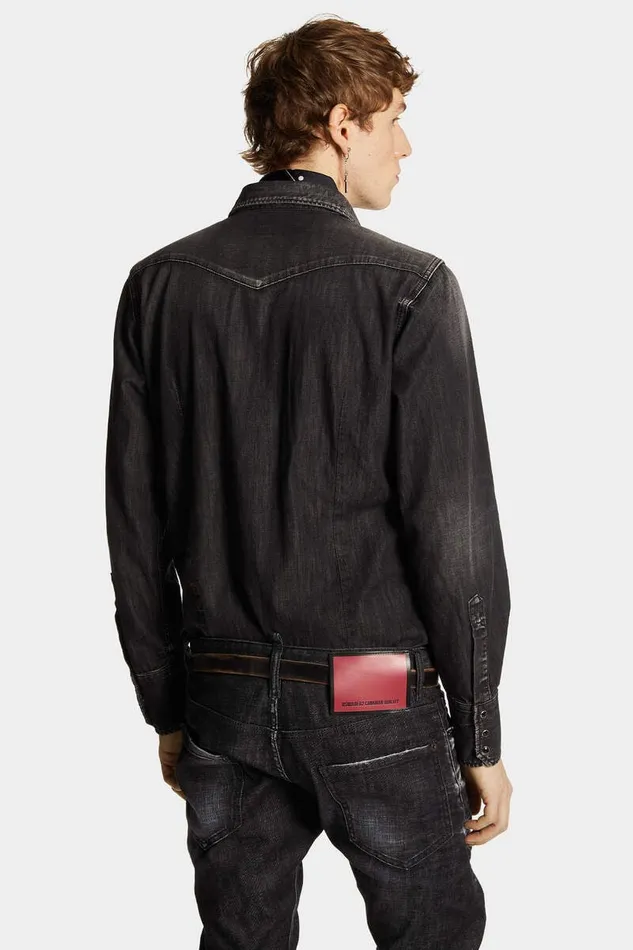 Dsquared2 Shirts Black Wash Classic Western Shirt 8211 Men