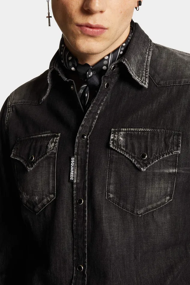 Dsquared2 Shirts Black Wash Classic Western Shirt 8211 Men