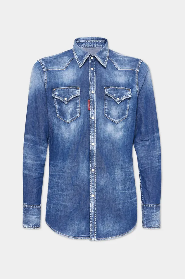 Dsquared2 Shirts Medium Wash Classic Western Shirt Navy 8211 Men