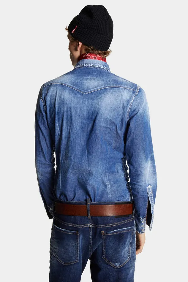 Dsquared2 Shirts Medium Wash Classic Western Shirt Navy 8211 Men