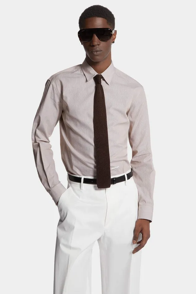 Dsquared2 Shirts Relax Dan MicroStriped Shirt Nude 8211 Men