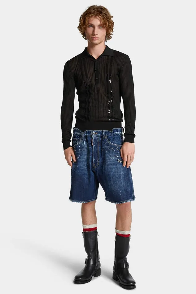 Dsquared2 Shorts Dark Rodeo Wash Elastic Boxer Shorts Navy 8211 Men