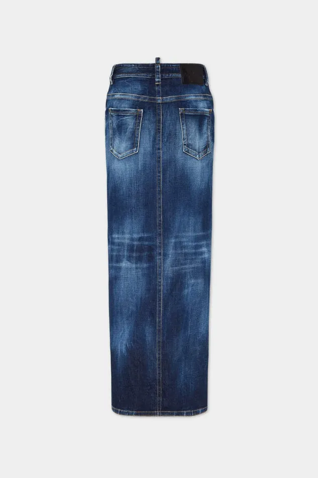 Dsquared2 Skirts Medium Wash Front Split Jean Skirt Navy 8211 Women