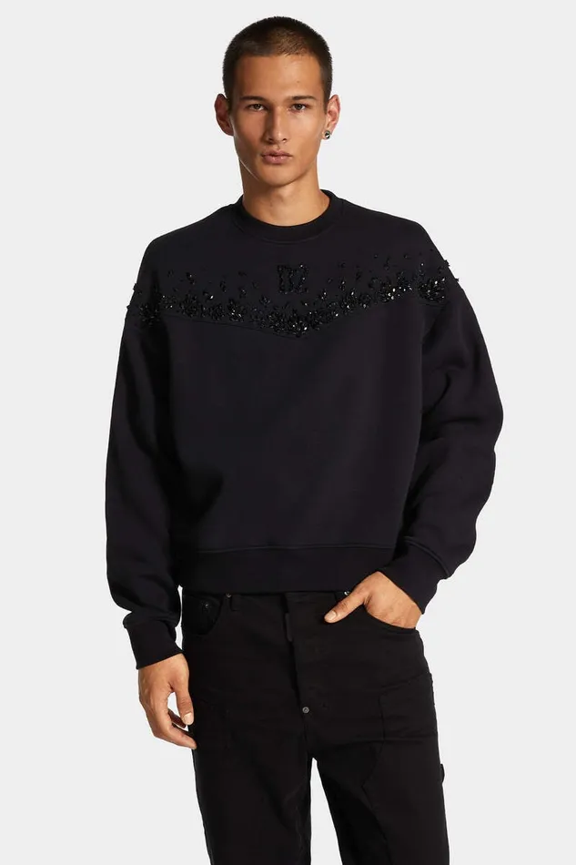 Dsquared2 Sweatshirts Cypro Fit Bead Sweatshirt Black 8211 Men