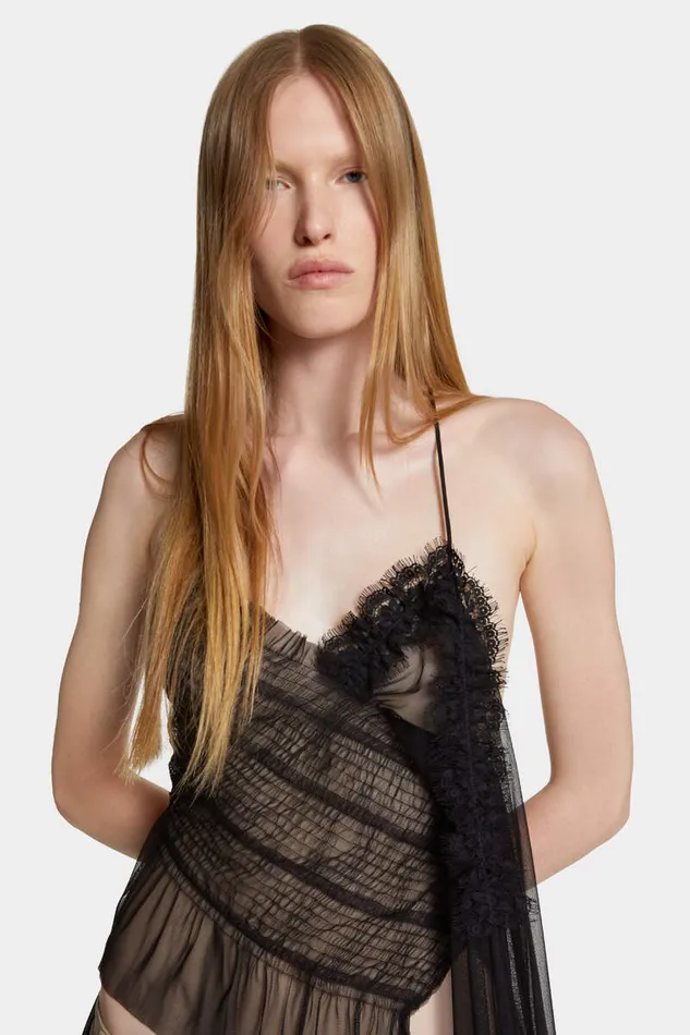 Dsquared2 Tops and TShirts Delicate Sheer Camisole Black 8211 Women