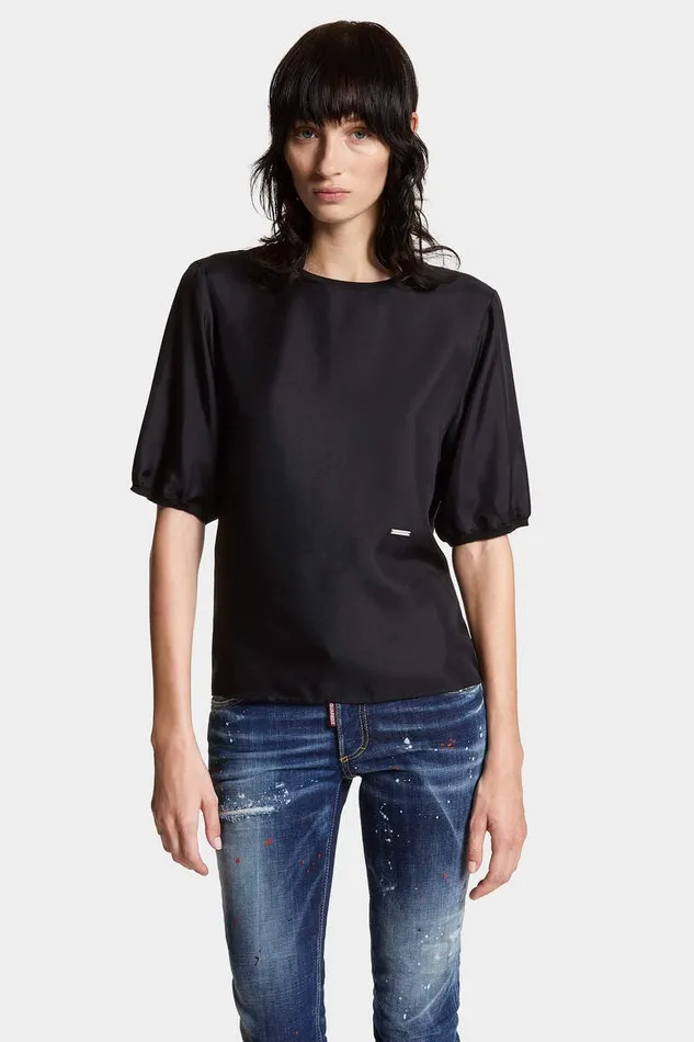 Dsquared2 Tops and TShirts Short Sleeve Silk TShirt Black 8211 Women