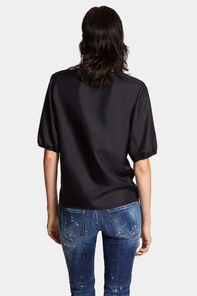 Dsquared2 Tops and TShirts Short Sleeve Silk TShirt Black 8211 Women