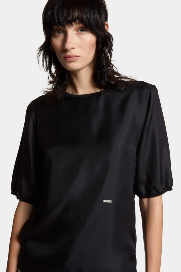 Dsquared2 Tops and TShirts Short Sleeve Silk TShirt Black 8211 Women