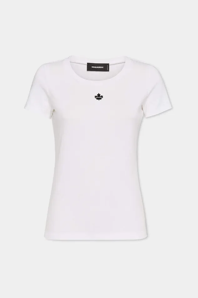 Dsquared2 Tops and TShirts Small Maple Leaf Mini Fit TShirt White 8211 Women