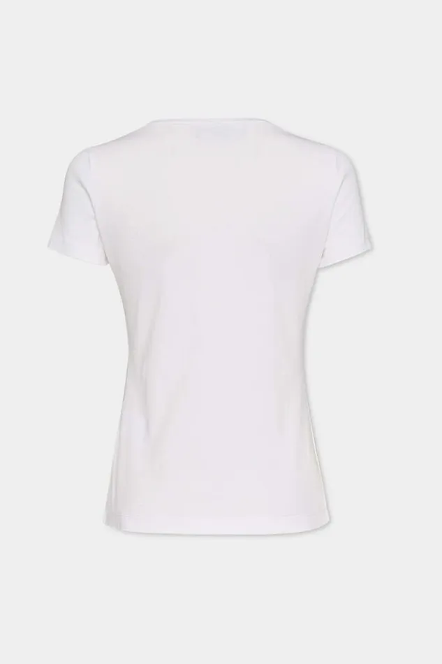 Dsquared2 Tops and TShirts Small Maple Leaf Mini Fit TShirt White 8211 Women