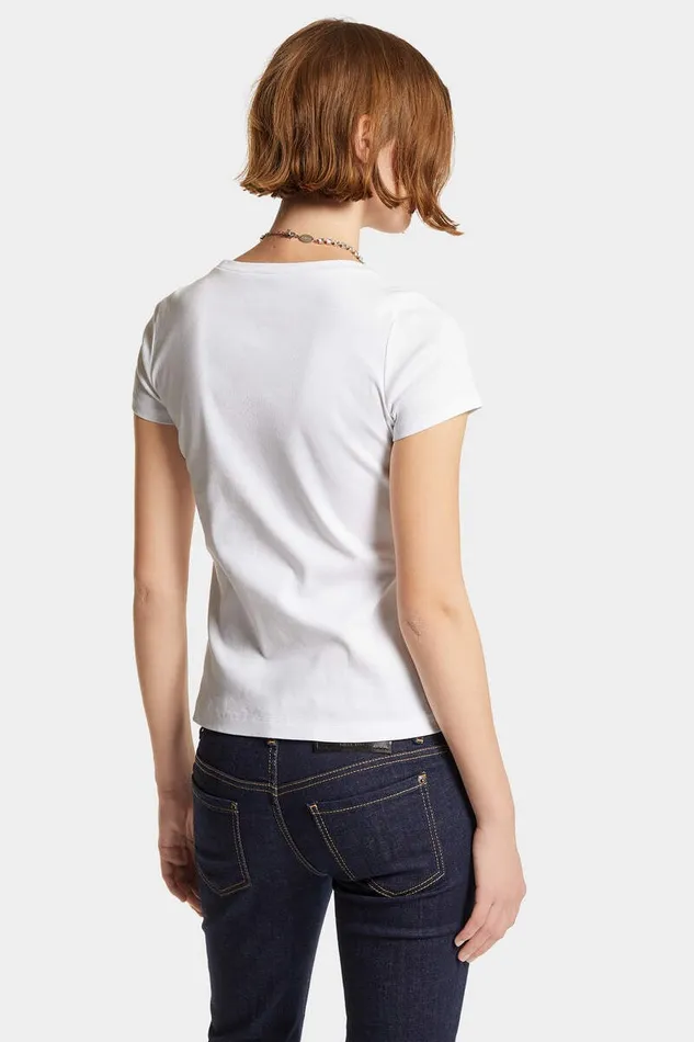 Dsquared2 Tops and TShirts Small Maple Leaf Mini Fit TShirt White 8211 Women
