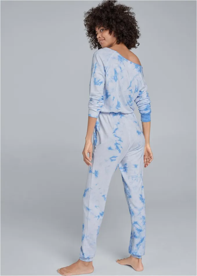 EASY LOUNGE JUMPSUIT Blue and White Women VENUS Jumpsuits