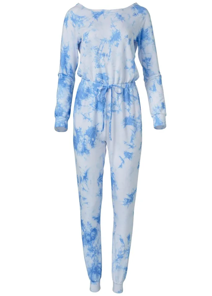 EASY LOUNGE JUMPSUIT Blue and White Women VENUS Jumpsuits
