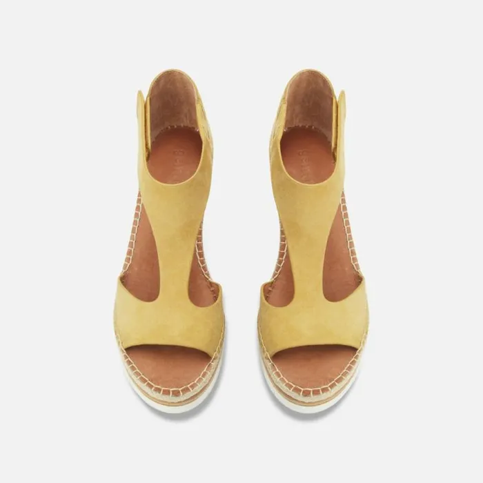 Elyssa Easy TStrap Suede Wedge Sandal Yellow Women Kenneth Cole Gentle Souls
