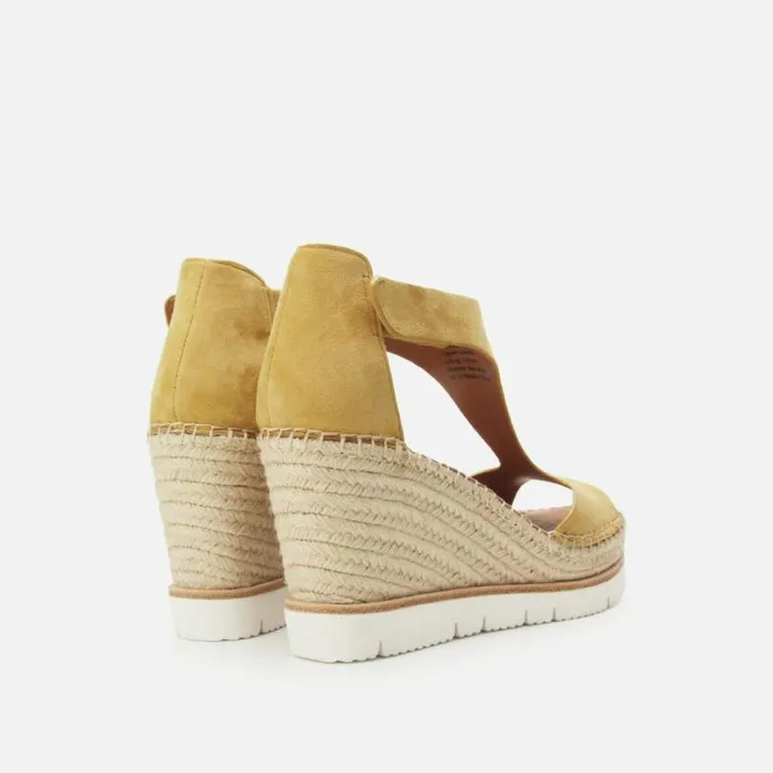Elyssa Easy TStrap Suede Wedge Sandal Yellow Women Kenneth Cole Gentle Souls