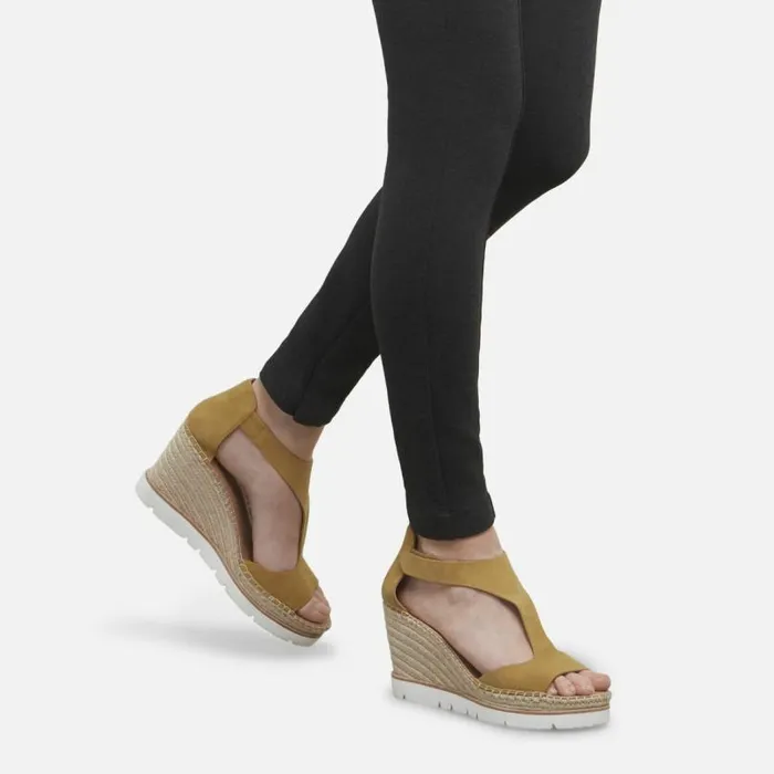 Elyssa Easy TStrap Suede Wedge Sandal Yellow Women Kenneth Cole Gentle Souls