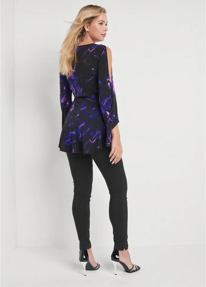 EMBELLISHED FLORAL TOP Black Multi Women VENUS Night Out Tops