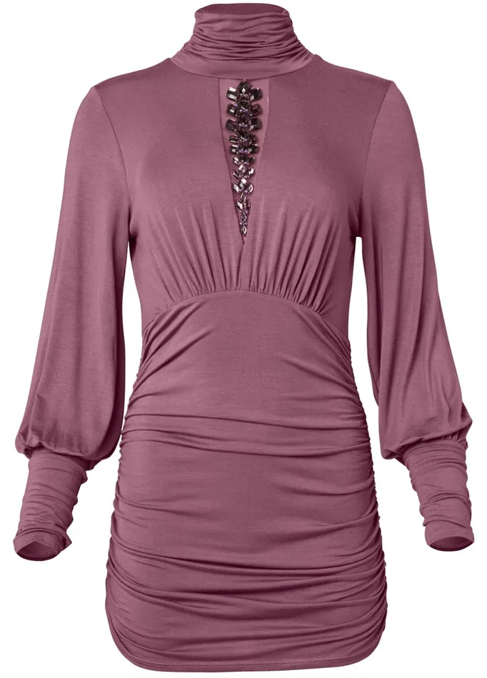 Embellished Mockneck Top Mauve Women VENUS Night Out Tops