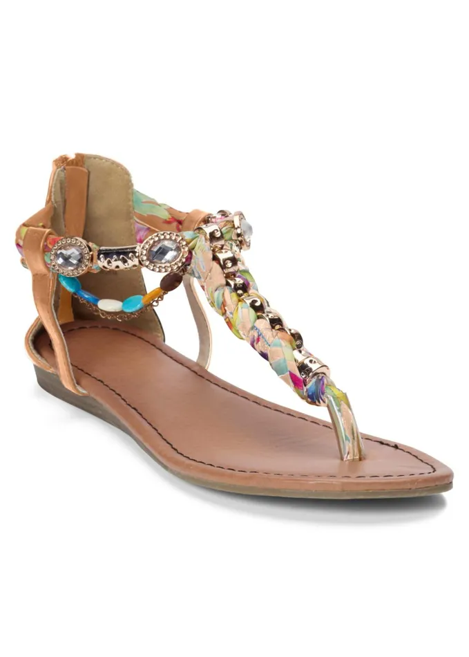 EMBELLISHED ROPE SANDALS Tan Women VENUS Casual