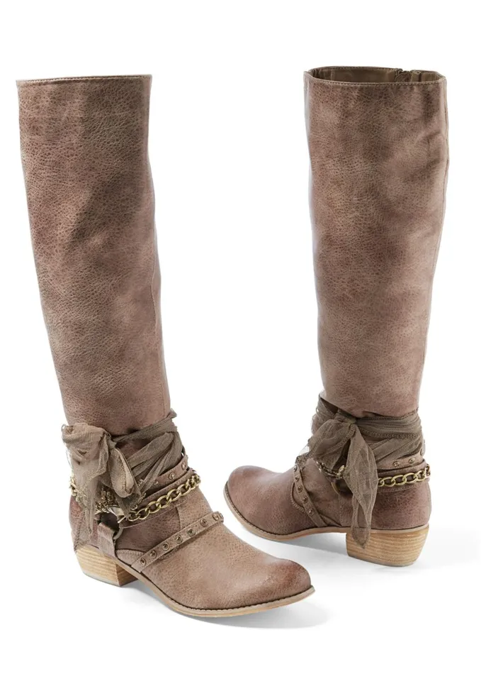 EMBELLISHED WESTERN BOOTS Taupe Women VENUS Boots and Booties