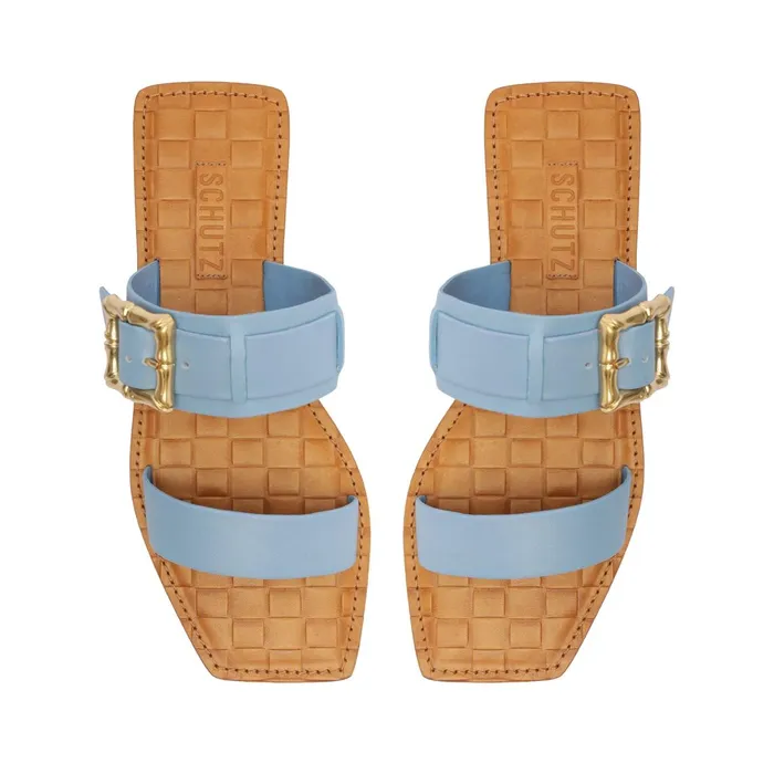 Enola Double Leather Sandal Blue Women Schutz Shoes Enola