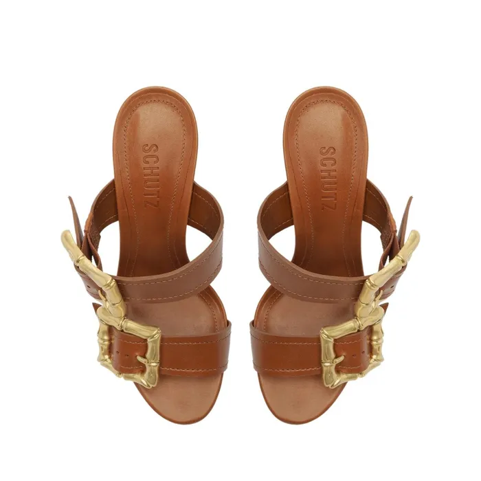 Enola Leather Sandal New Wood Women Schutz Shoes Enola