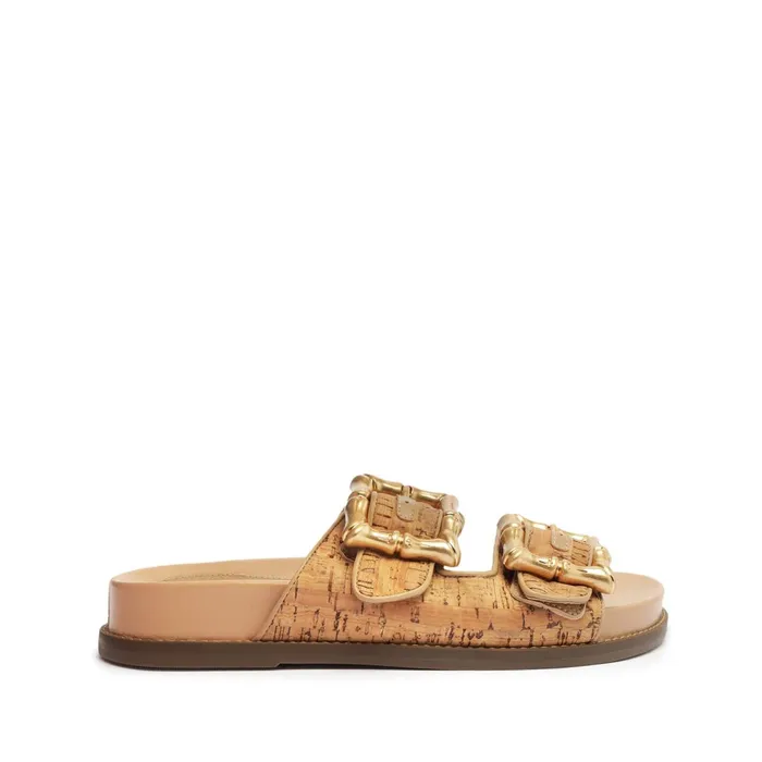 Enola Sporty Cork and Nappa Leather Sandal Beige Women Schutz Shoes Enola