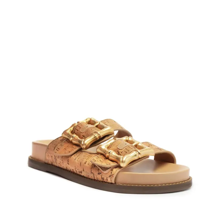 Enola Sporty Cork and Nappa Leather Sandal Beige Women Schutz Shoes Enola