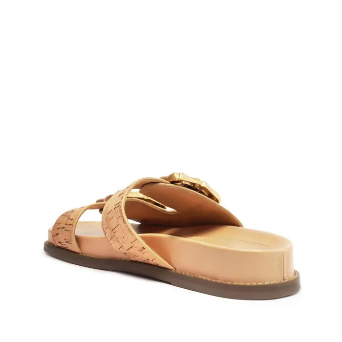 Enola Sporty Cork and Nappa Leather Sandal Beige Women Schutz Shoes Enola