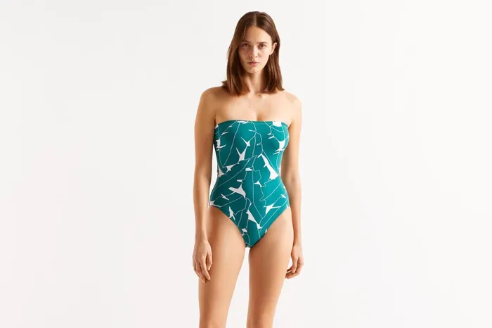 ERES Alligator Bustier OnePiece Imprime Bananiers Jungle Women OnePiece Swimsuits