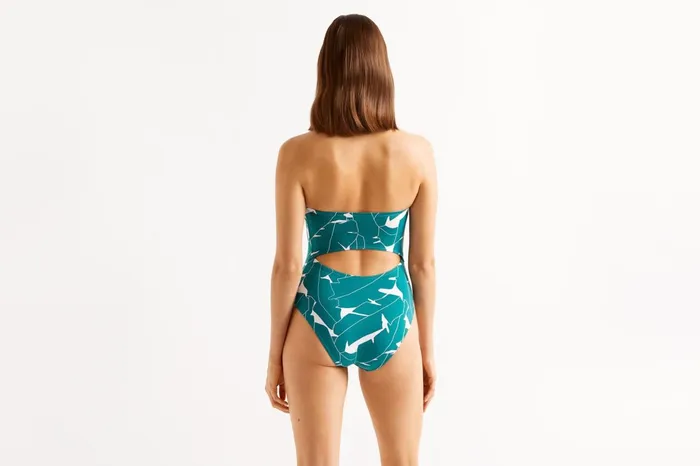 ERES Alligator Bustier OnePiece Imprime Bananiers Jungle Women OnePiece Swimsuits