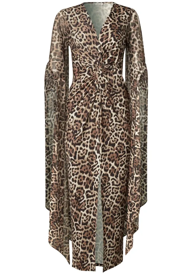 EXAGGERATED SLEEVE DRESS Brown Multi Women VENUS Maxi Dresses