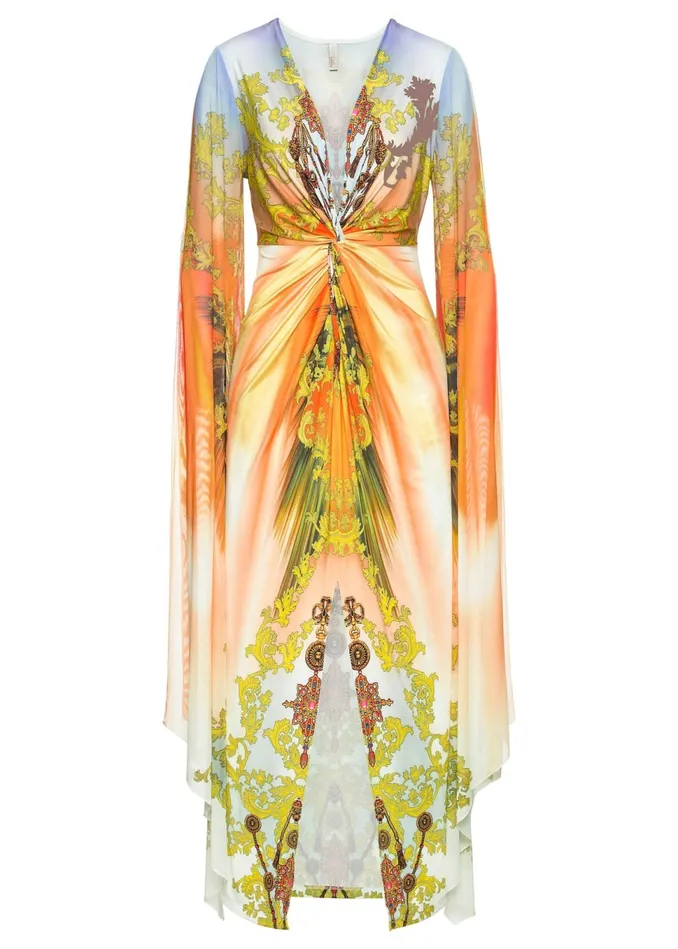 EXAGGERATED SLEEVE DRESS Yellow Multi Women VENUS Maxi Dresses