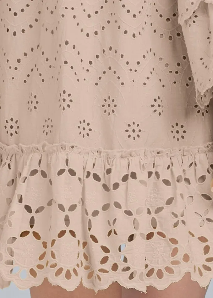 Eyelet ColdShoulder Dress Taupe Women VENUS Sundresses