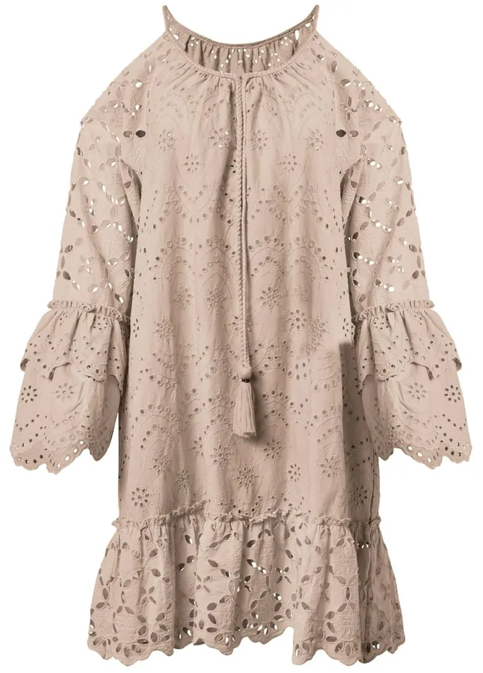Eyelet ColdShoulder Dress Taupe Women VENUS Sundresses