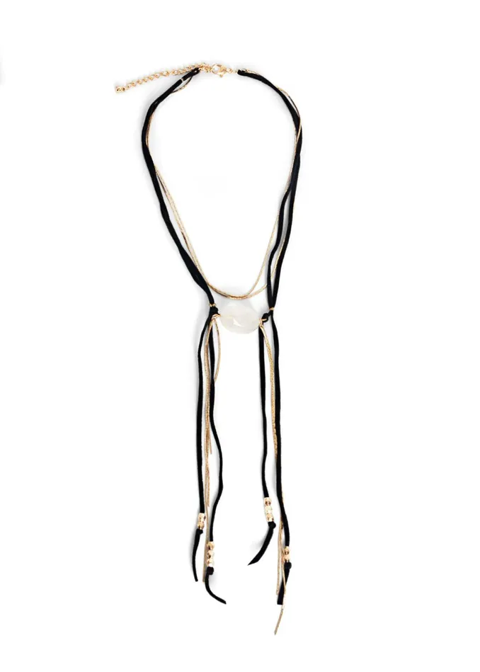 FauxSuede Layer Necklace Black Women VENUS Necklaces