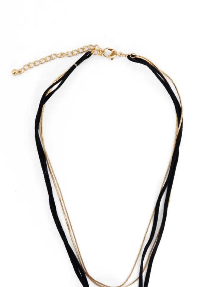 FauxSuede Layer Necklace Black Women VENUS Necklaces