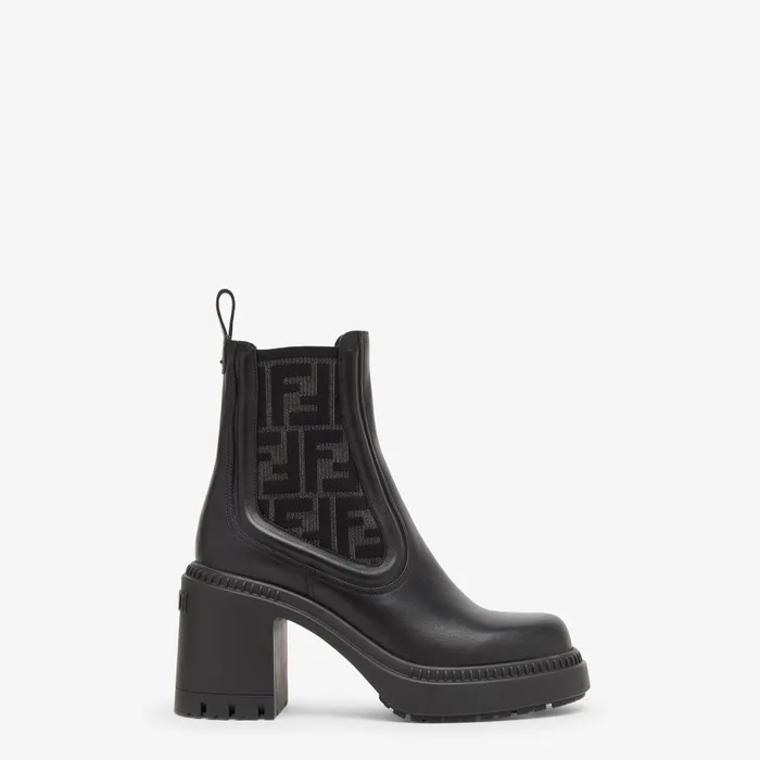Fendi Boots and Ankle Boots Domino Black Leather Biker Boots 8211 Women