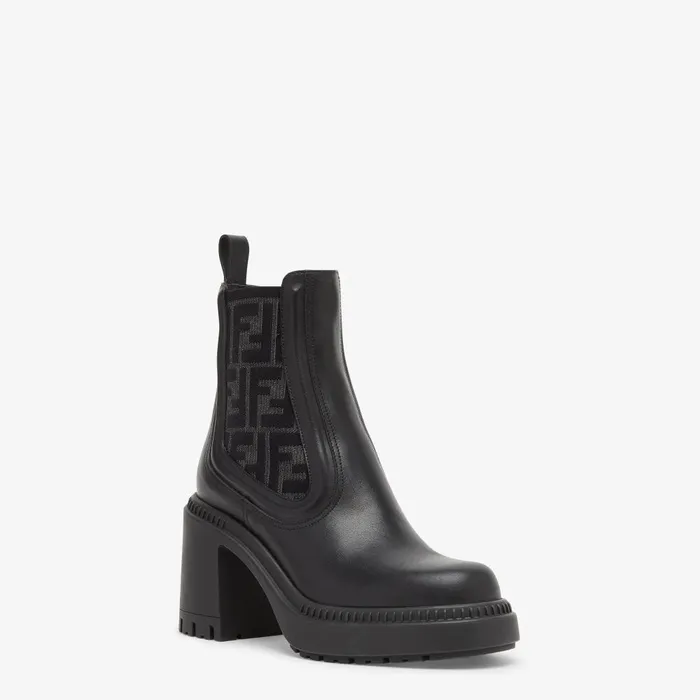 Fendi Boots and Ankle Boots Domino Black Leather Biker Boots 8211 Women