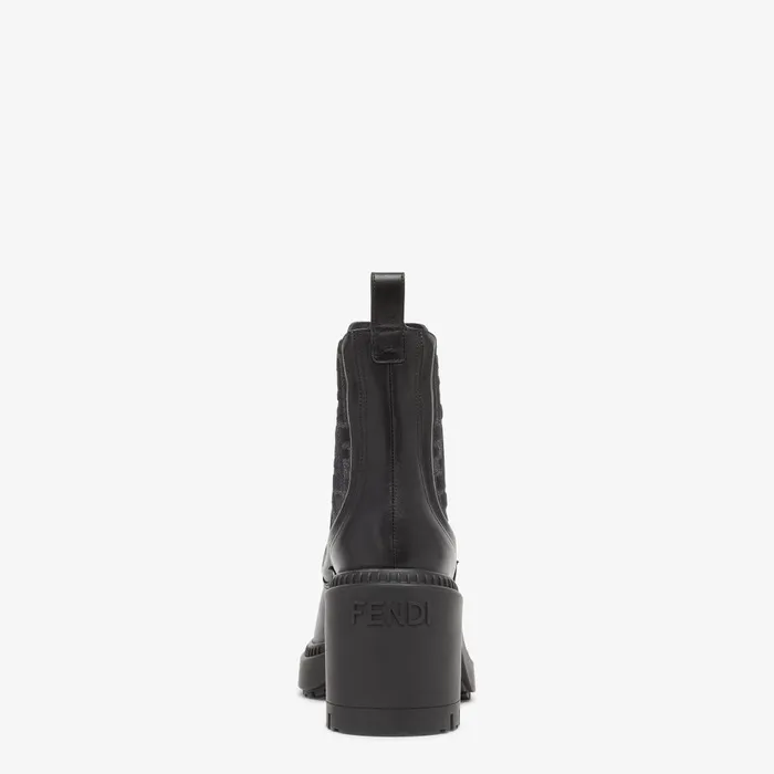 Fendi Boots and Ankle Boots Domino Black Leather Biker Boots 8211 Women