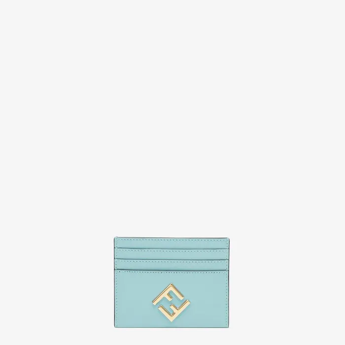 Fendi Card Holders FF Diamonds Card Case Light Blue Leather Flat Card Holder 8211 Women Fendi Card Holders FF Diamonds Card Case Light Blue Leather Flat Card Holder 8211 Women