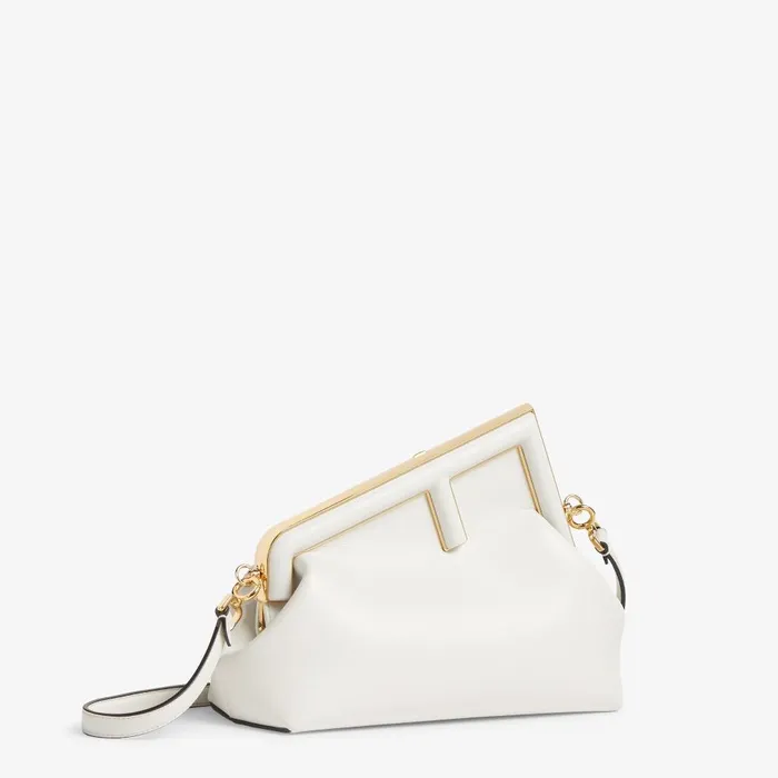Fendi Clutches and Pouches Fendi First Midi White Leather Bag 8211 Women