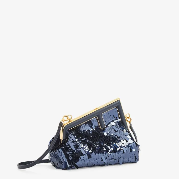 Fendi Clutches and Pouches Fendi First Small Bag Embroidered With Blue Sequins 8211 Women