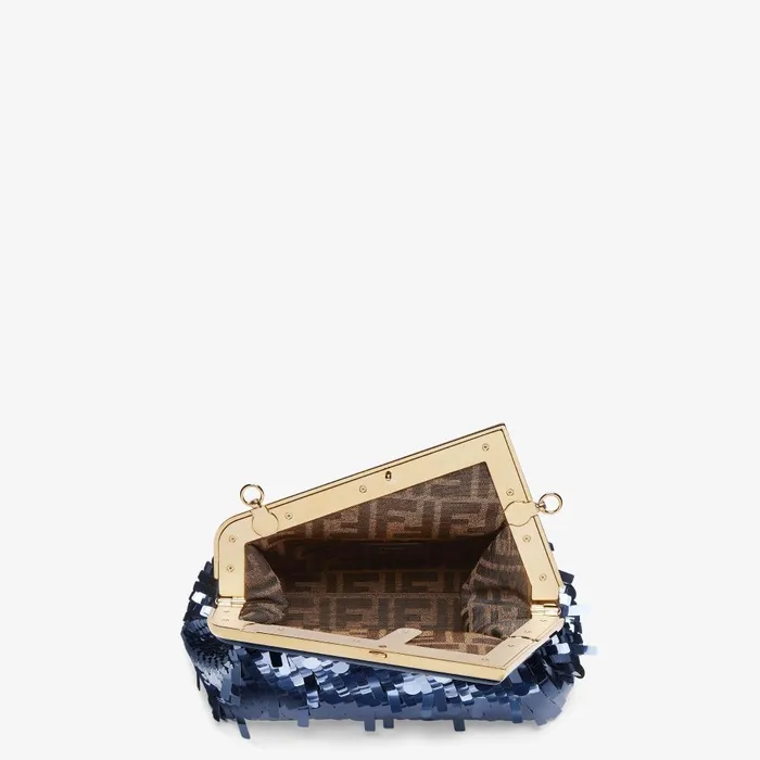 Fendi Clutches and Pouches Fendi First Small Bag Embroidered With Blue Sequins 8211 Women
