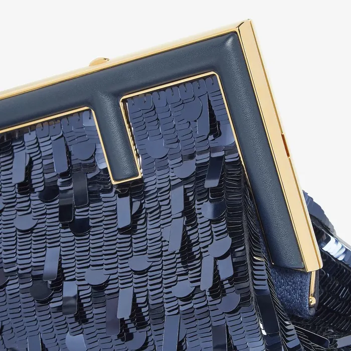 Fendi Clutches and Pouches Fendi First Small Bag Embroidered With Blue Sequins 8211 Women