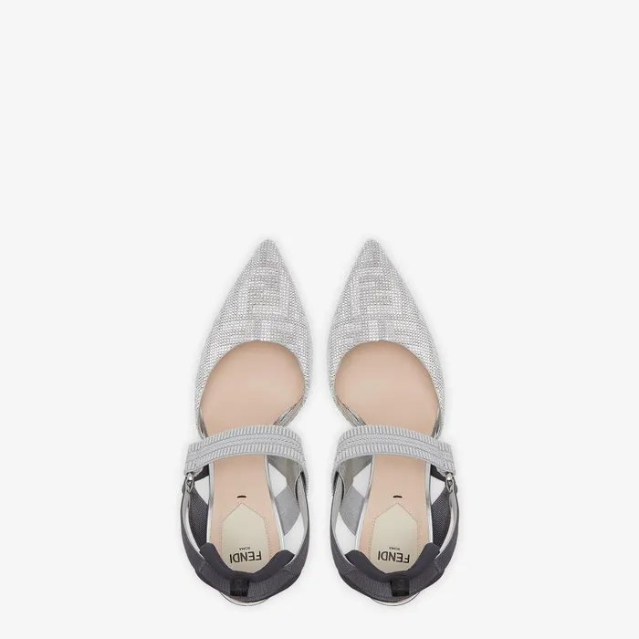 Fendi Colibr Colibr Silver Rhinestone Highheeled Slingbacks 8211 Women
